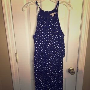 Size 12 Petite navy and white polka dot jumpsuit,